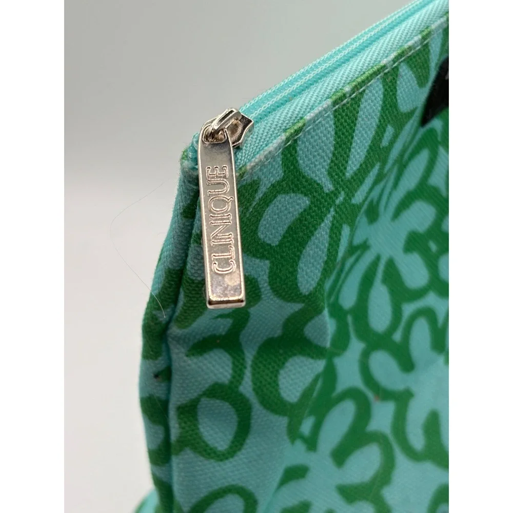 Marimekko for Clinique Green Floral Canvas Makeup Bag Cosmetic Pouch Blue